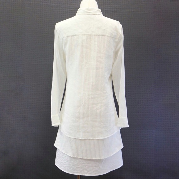 Brunello Cucinelli Silk Shirt Dress Tiered Longsleeve Dress Ruffle Skirt - Picture 9 of 10